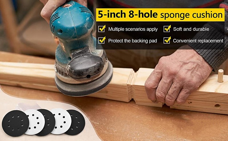5 Pack 5 Inch Soft Sponge Interface Pad for Sanding Pad Hook&Loop Sanding Discs gallery