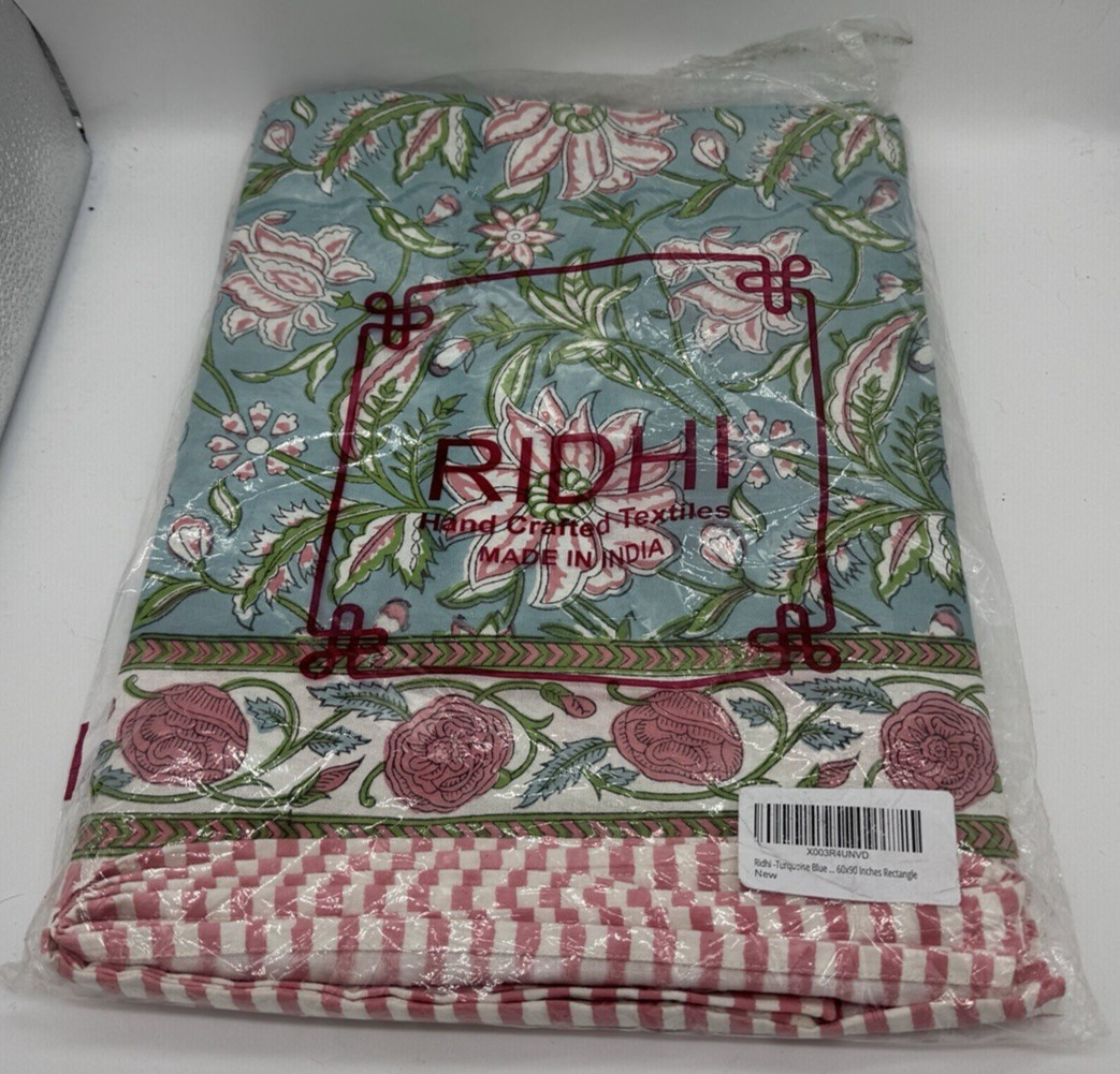 Ridhi 60x90 Inches Rectangle 100% Cotton Hand Made Floral Tablecloth Washable gallery