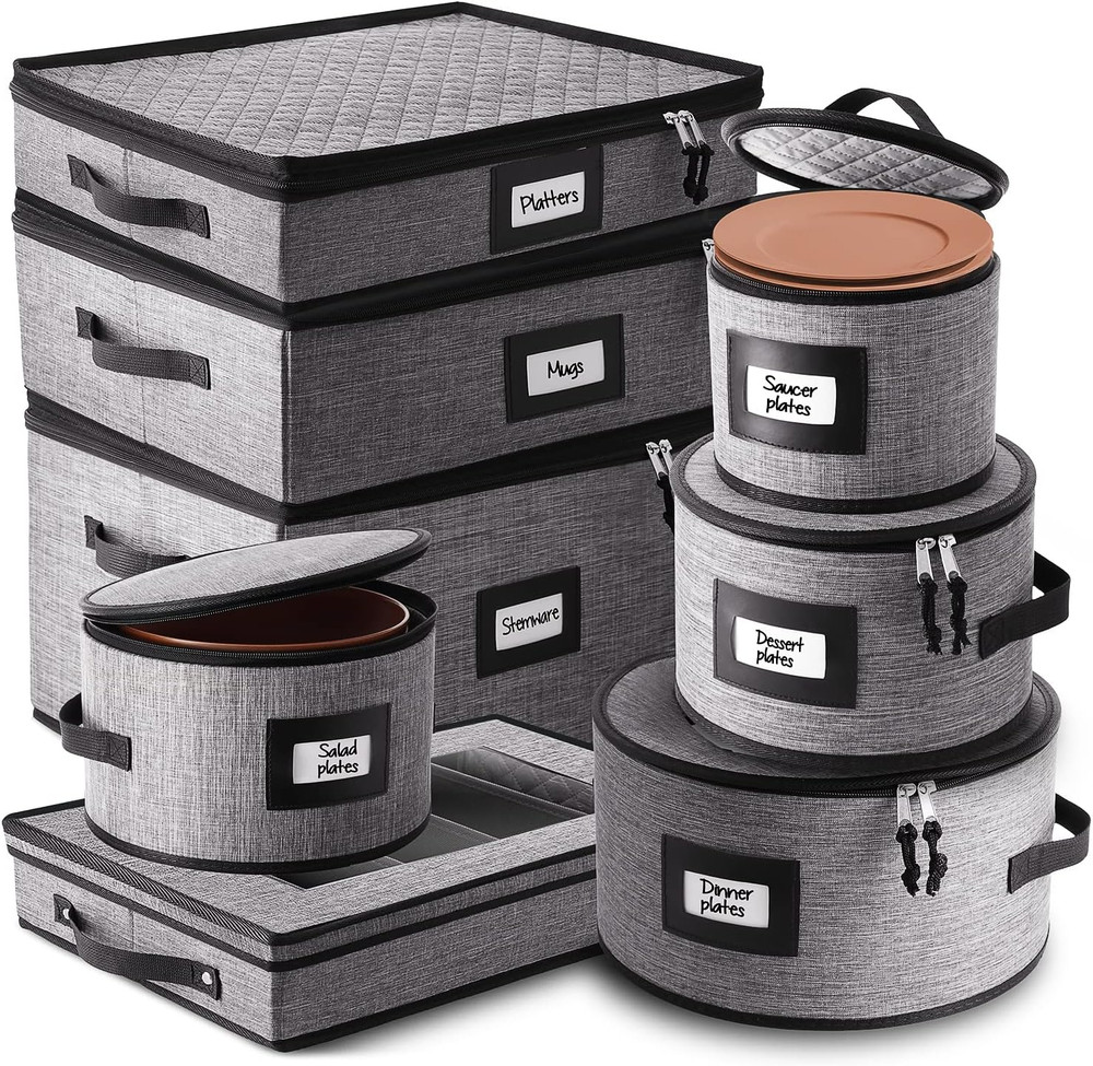 Durable 8-Piece Hard Shell Storage for Flatware, Glasses & Dinnerware