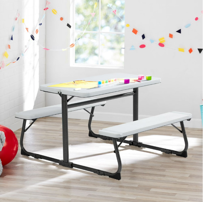 Folding Kid's Picnic Activity Table for Four children, Ages 3-8, White gallery