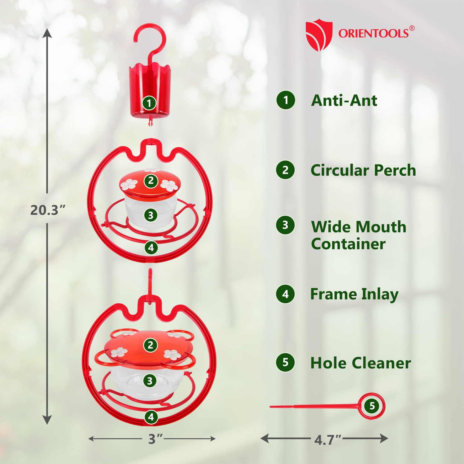 ORIENTOOLS Hummingbird Feeders for Outdoors Hanging 13oz Plastic Humming Bird... gallery