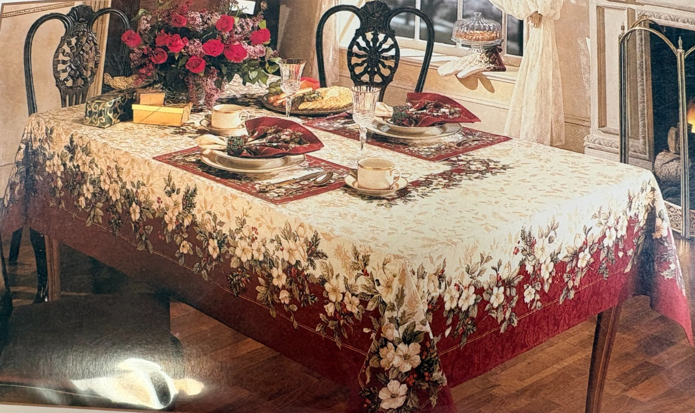 Kemp & Beatley Christmas Splendor Fabric Tablecloth 60" x 102" Brand New in Pkg gallery