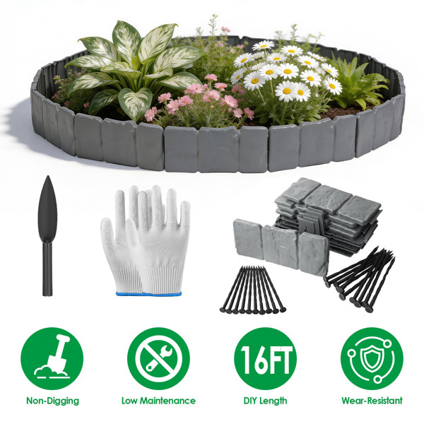 Interlocking No Dig Landscaping Edging Decor Stone Look Plastic Flower Beds Tree gallery