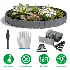 Interlocking No Dig Landscaping Edging Decor Stone Look Plastic Flower Beds Tree