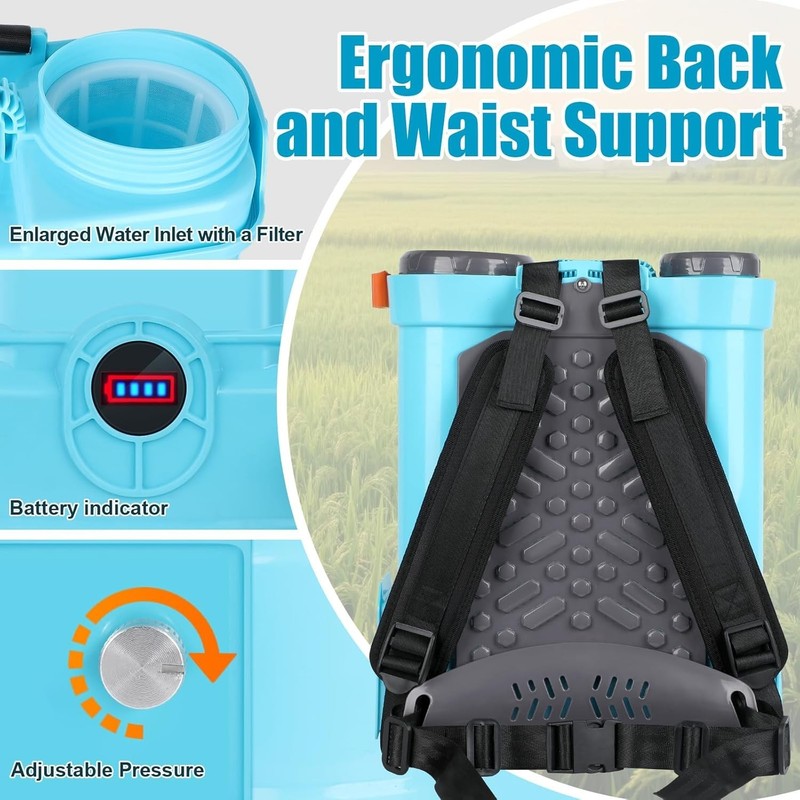 Backpack Sprayer Battery Powered 4.2 Gallon, 0-100 PSI Electric Back Pack Spraye gallery