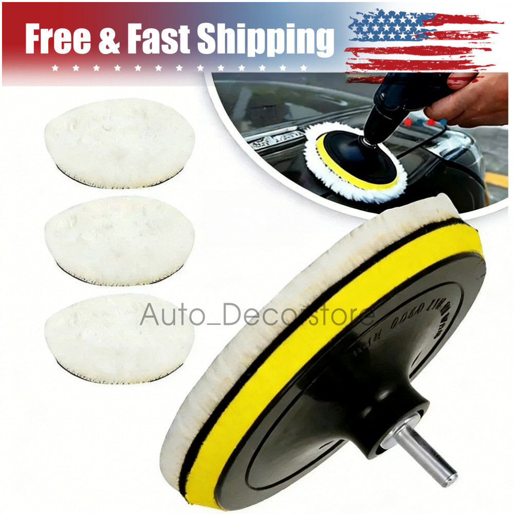 6" Buffing Polishing Pad Wool Wheel Mop Kit For Car Polisher Drill Adapter 5PCS gallery