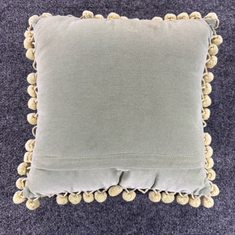 Vintage Handmade Needlepoint Throw Pillow “Patty Cake” gallery