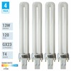 4 Pack PL13S PLS13 27 ECO CFL Plug-In 13W Watt T4 Bi 2-Pin GX23 2700K Soft White gallery