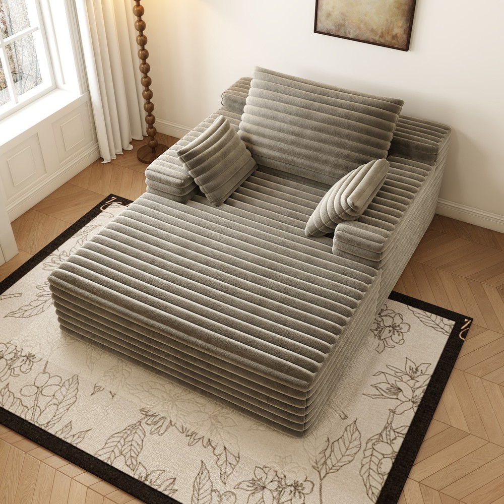 62" Oversized Boneless Chaise Lounge Sofa Bed Reading Chair Corduroy Cloud Couch