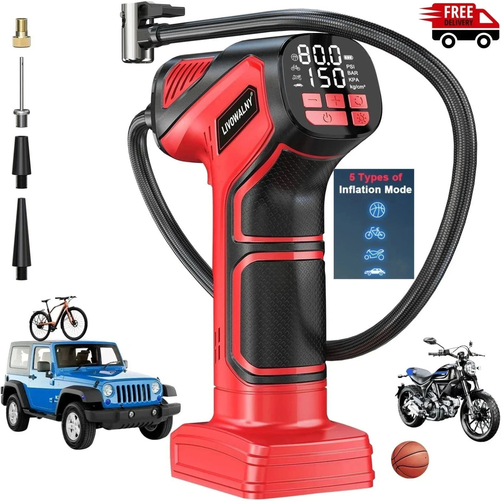 Cordless Tire Inflator Air Compressor for Milwaukee 18V Battery 150PSI Tool Only gallery