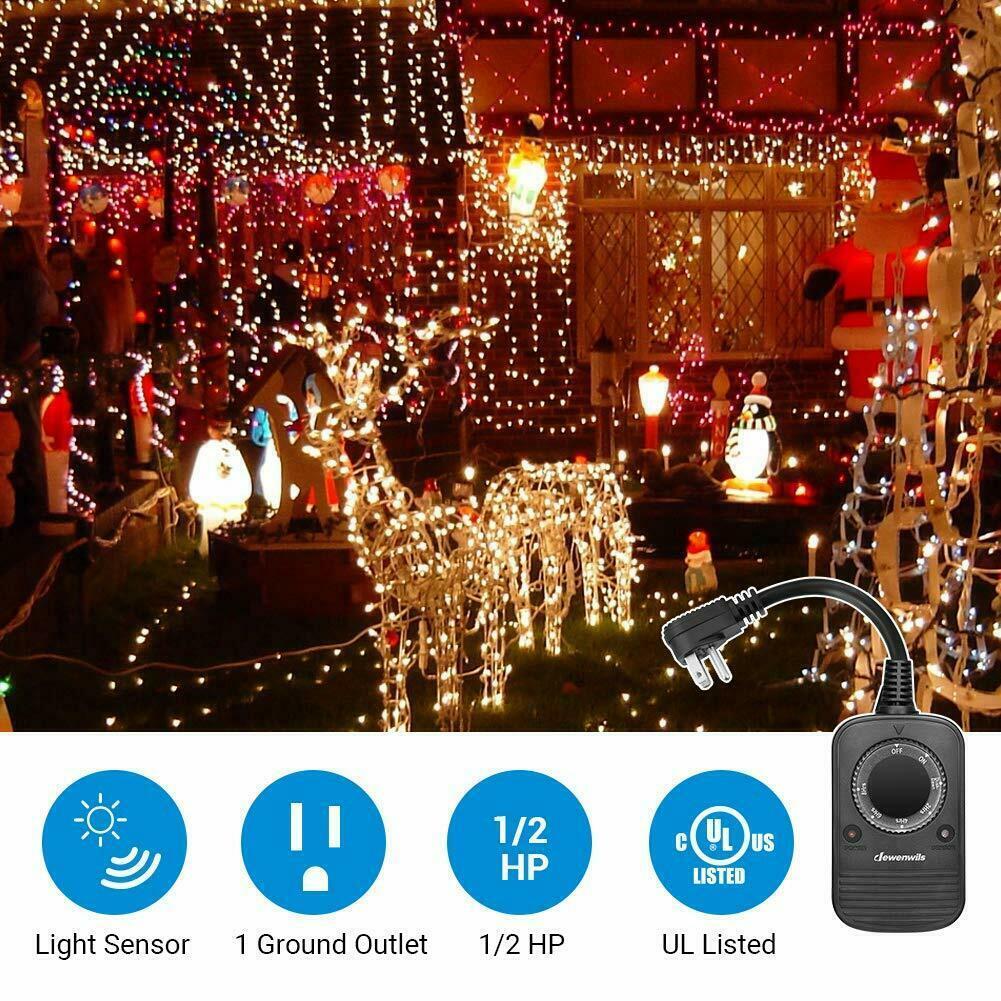 DEWENWILS Photocell Plug in Timer Switch Weatherproof Electrical Outlet 2 Pack gallery