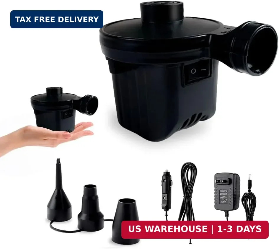 Electric Air Pump,Portable Quick-Fill Air Pump, Air Mattress Pump with 3 Nozzles gallery