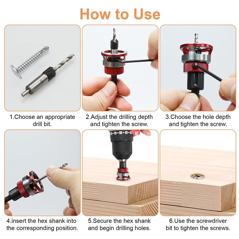 4PCS Countersink Drill Bit Set with Adjustable Depth Stop M2 HSS Woodworking Bit gallery