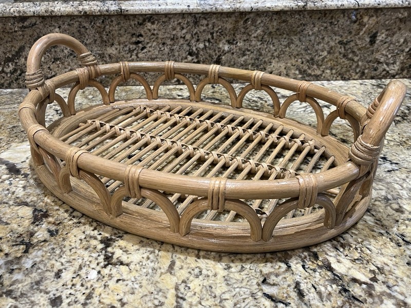 Bamboo Oval Serving Tray Boho Vintage Retro gallery