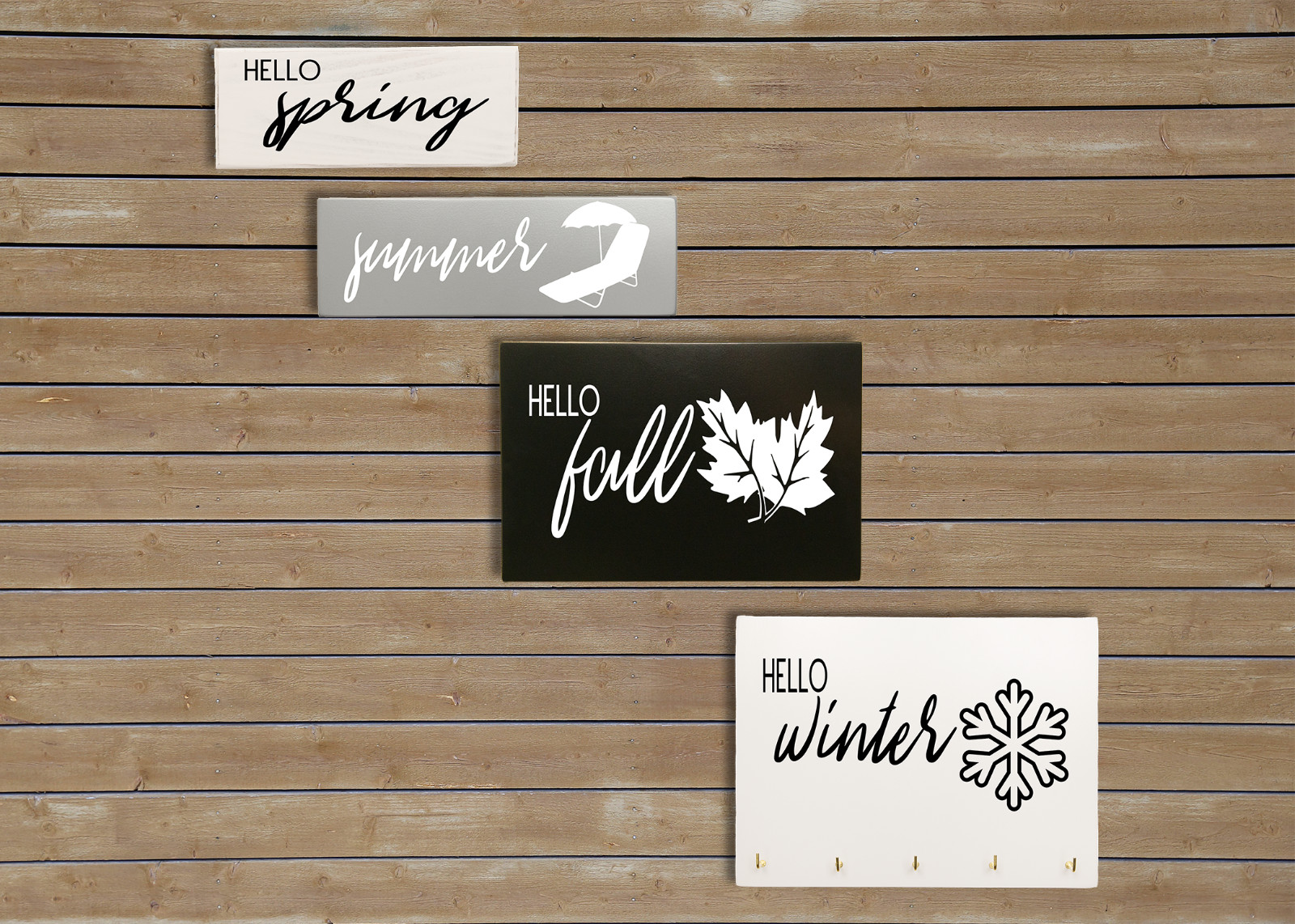 Hello Seasons (Spring, Summer, Fall, Winter) Handmade Minimalist Wood Sign Decor gallery