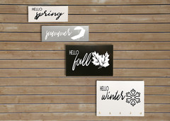 Hello Seasons (Spring, Summer, Fall, Winter) Handmade Minimalist Wood Sign Decor