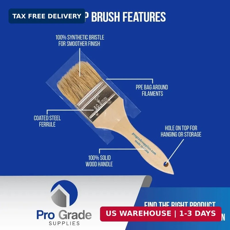 Pro Grade - Chip Brush - Paint Brush Set - 24 Pack - Natural China Bristle Paint gallery