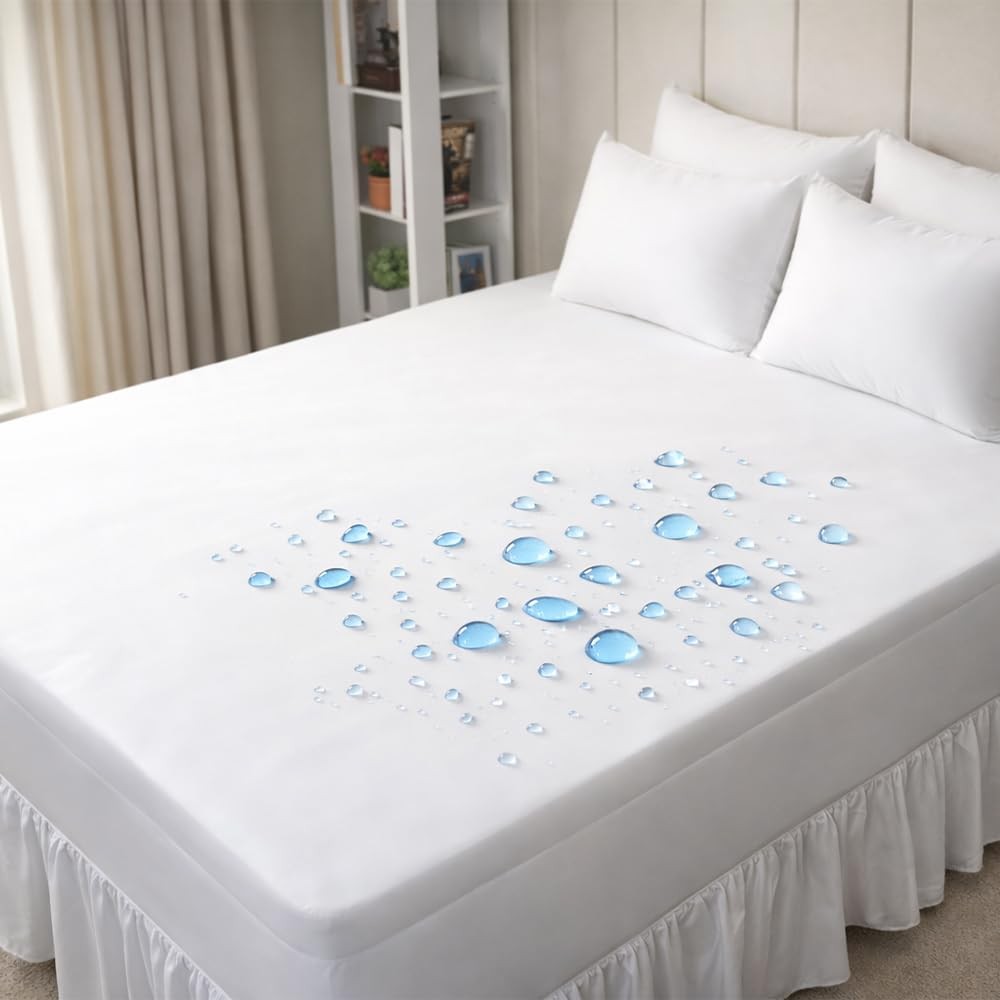 100% Waterproof Mattress Pads – Soft PolyesterSurface with Full Elastic Skirt... gallery