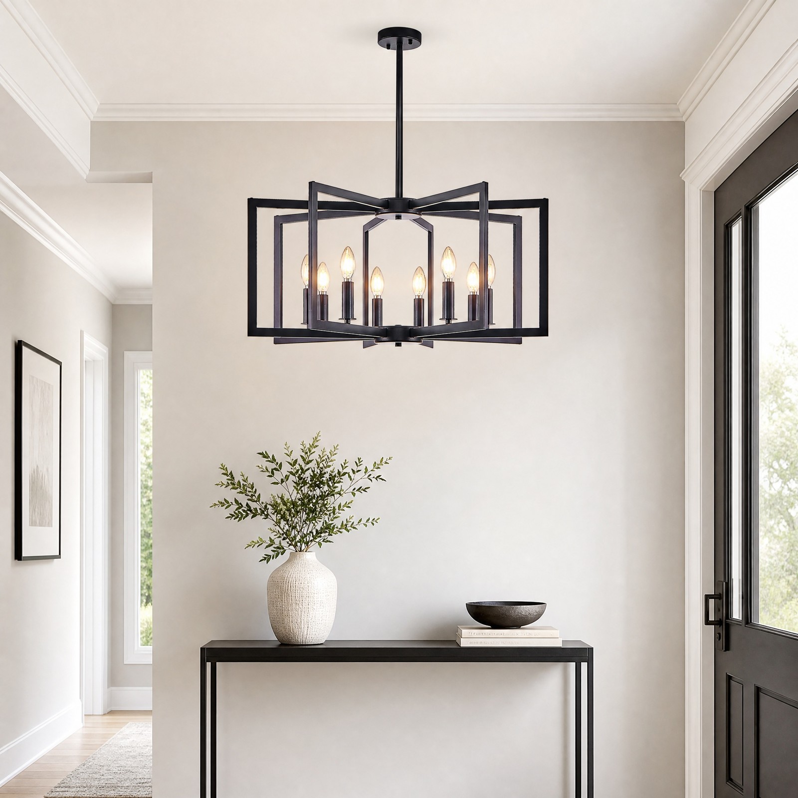 27'' Pendant 8 Light LED Industrial Chandelier Kitchen Living Room Black Fixture gallery