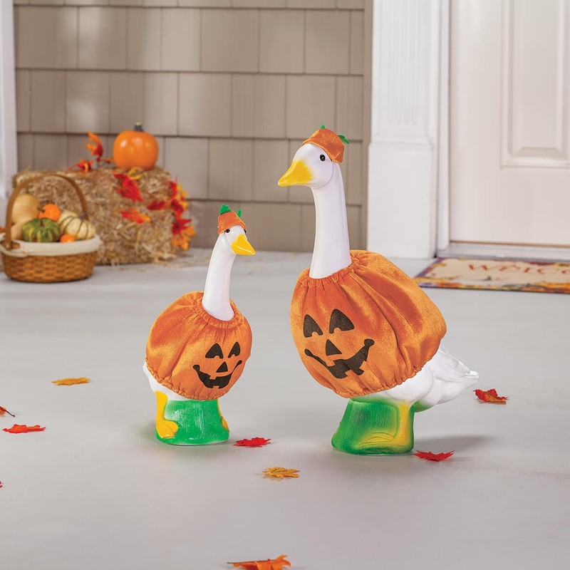 Gaggleville Goose Pumpkin Bundle, Includes One Large 23" White Goose, One Baby 1 gallery