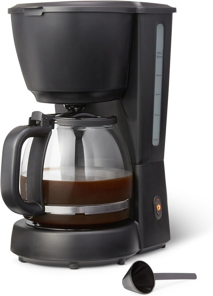 Basics Filter Coffee Machine, 1.25 L Glass Carafe/10 Cups, 40 Minutes Kee
