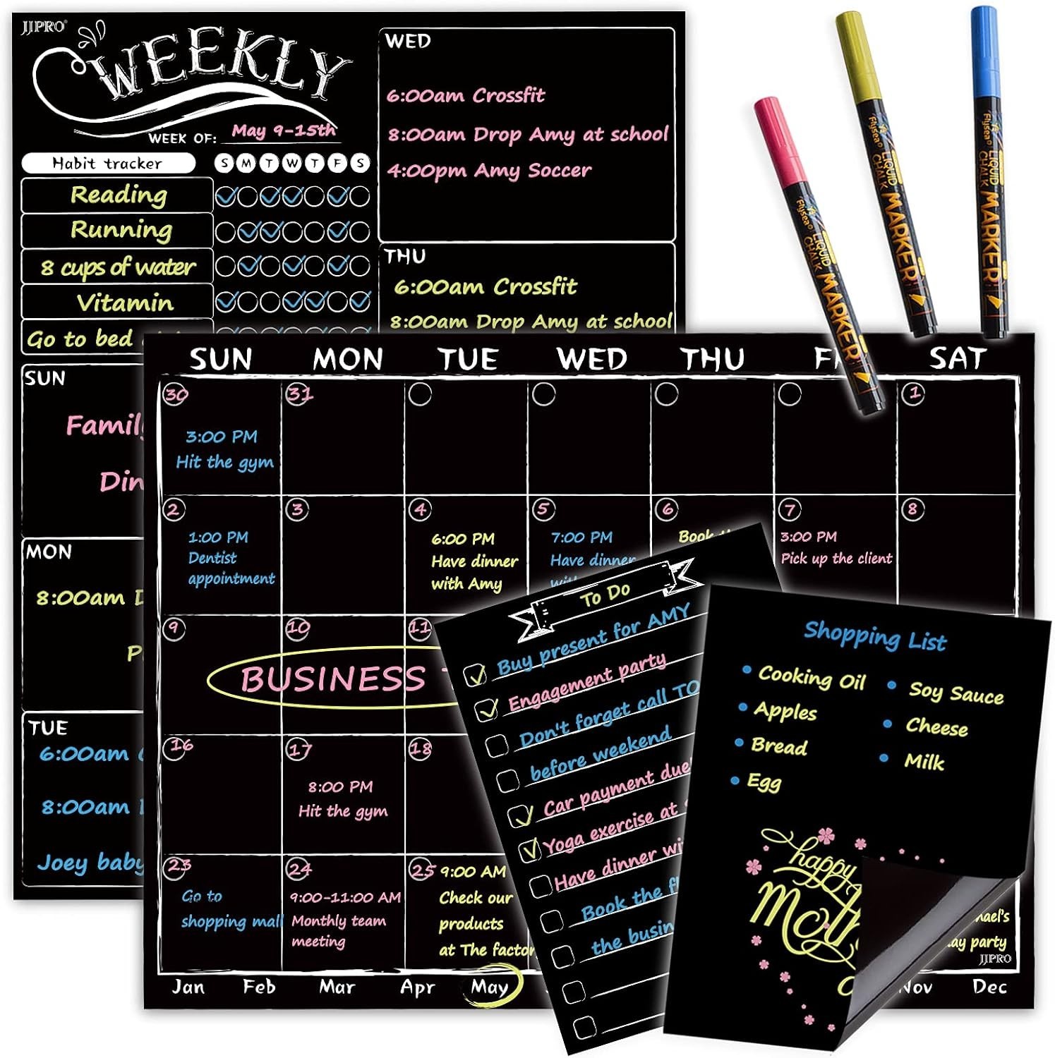 Magnetic Chalkboard Monthly Calendar - Weekly Planner Blackboard Combo Set w/... gallery