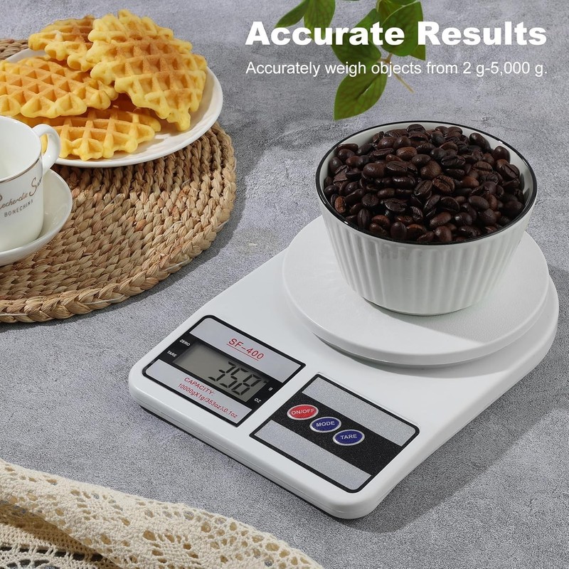 Digital Kitchen Scale with Tare Function - 22lb/10kg Capacity in Sleek Design gallery