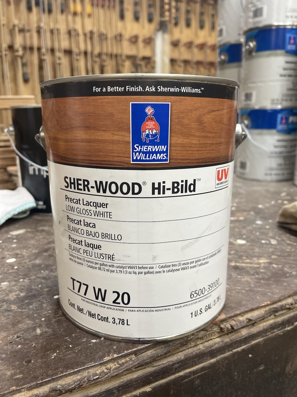 Sherwin Williams Sher-Wood Hi-Build Precat Lacquer/ Low Gloss White/ Gallon gallery
