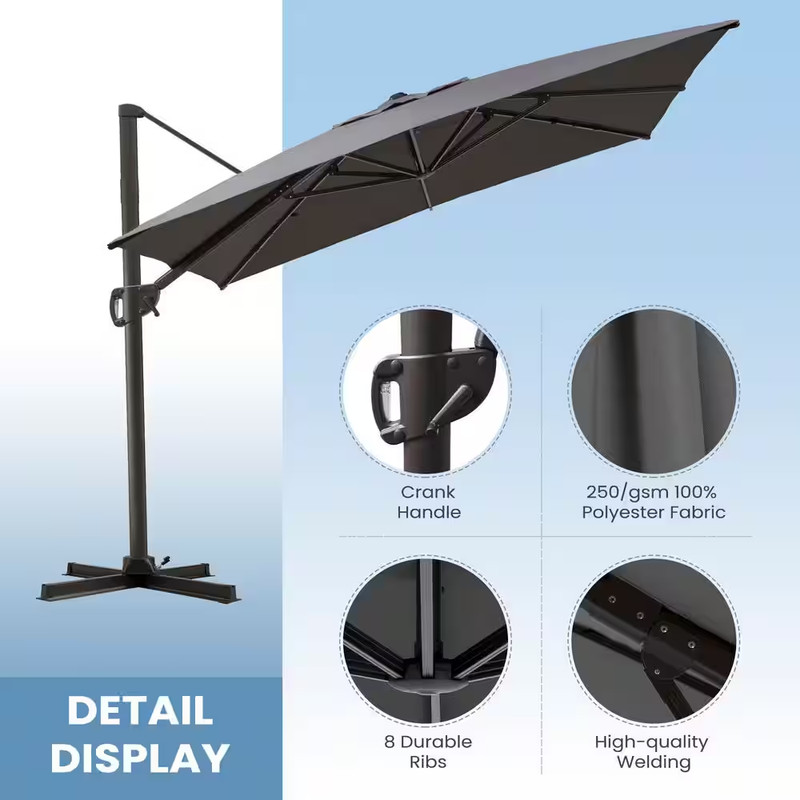 11 Ft. X 9 Ft. Rectangular Patio Cantilever Umbrella with 350 Lb. Wheeled Base T gallery