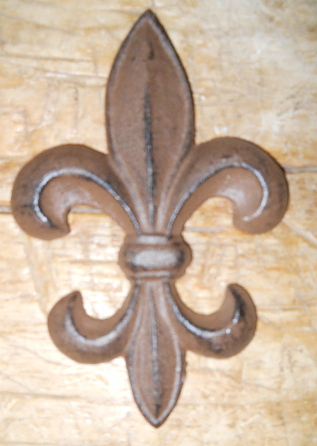 5 Cast Iron Antique Style Rustic Fleur De Lis Wall Decor BROWN Finish 7 INCH gallery