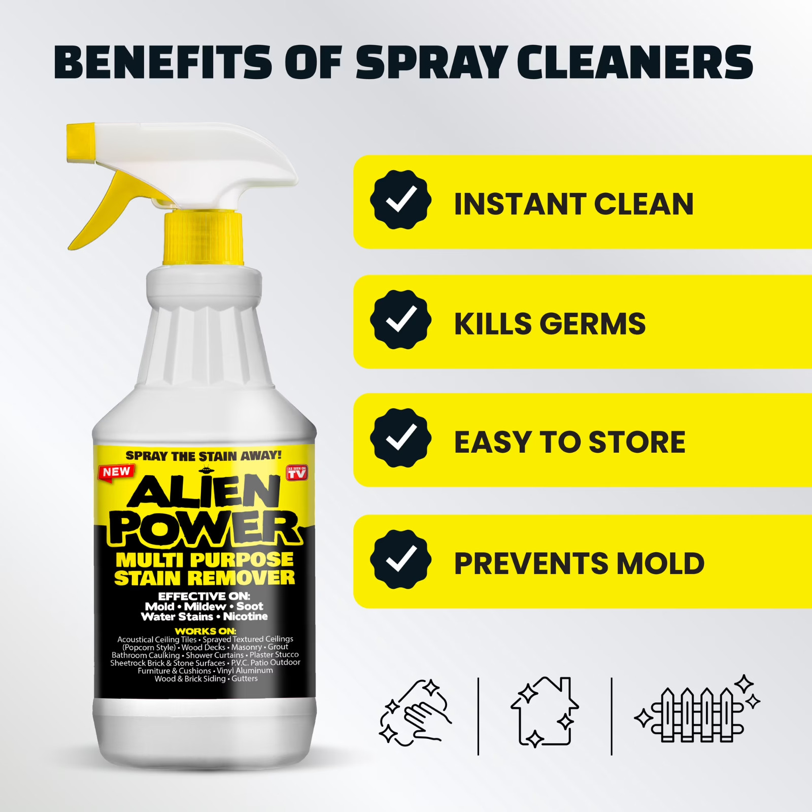 Alien Power Stain Remover Set Multi Purpose Mold Mildew Cleaner Spray Kit gallery