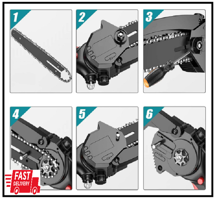 6 Inch Chainsaw Chain, 5 Pieces Replacement Chains for All 6-Inch Cordless Elect gallery