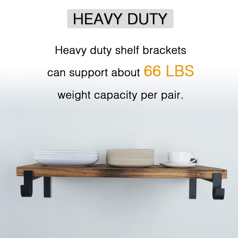 2 Pack 12 Inch Closet Shelf Brackets, Black, Heavy Duty, Rod Holder, Wall gallery