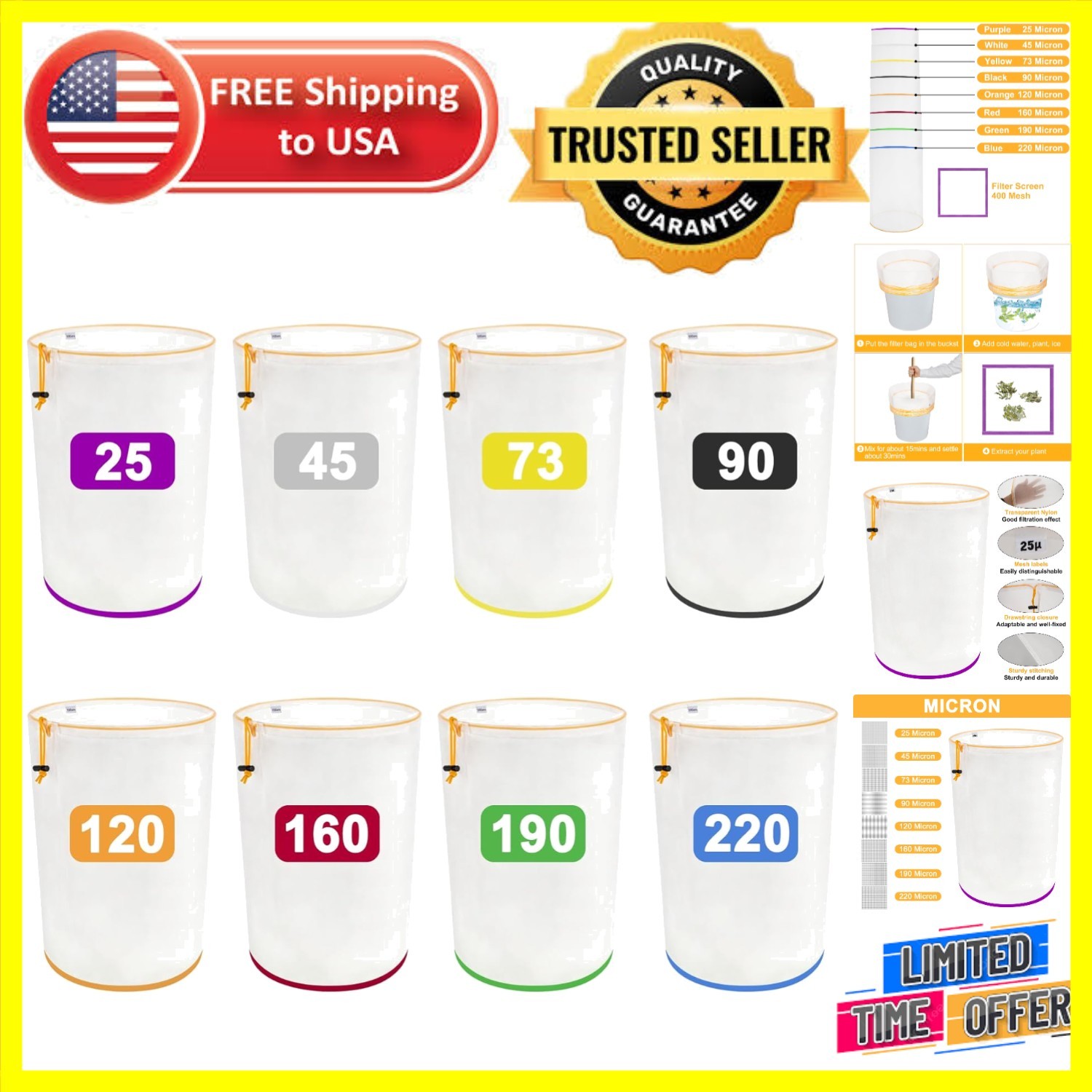 Color-Coded 5 Gallon Filter Bag - Durable Nylon for Hydroponics and Straining gallery