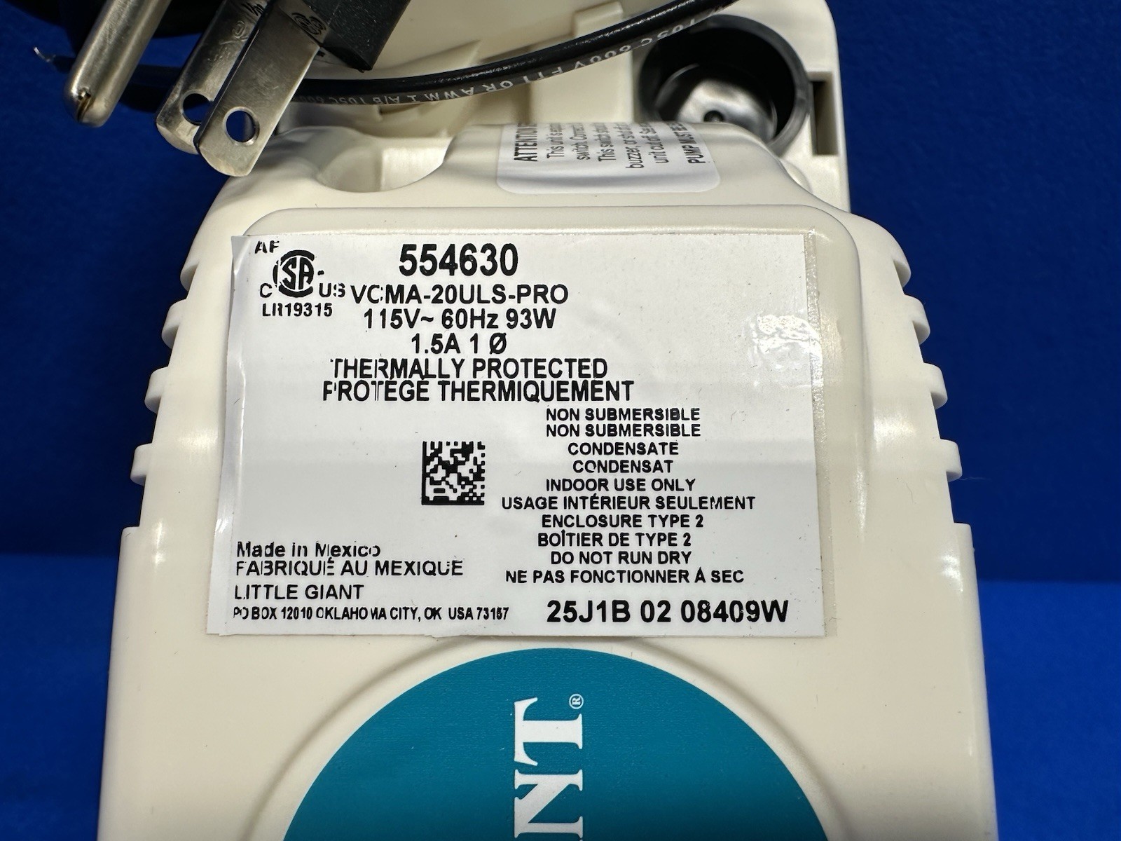 Little Giant Pump 554630 Condensate Removal Pump gallery