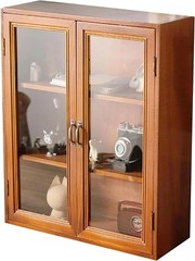 Stylish Rustic Display Cabinet – 3-Level Shelves & Metal Handle Storage Solution