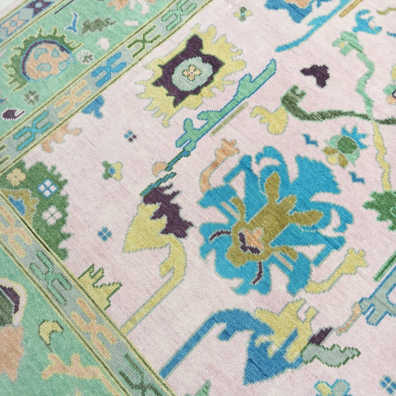 Handmade Wool Oushak Rug 8x10 | Pastel pink | Traditional Oriental 100% NZ Wool gallery