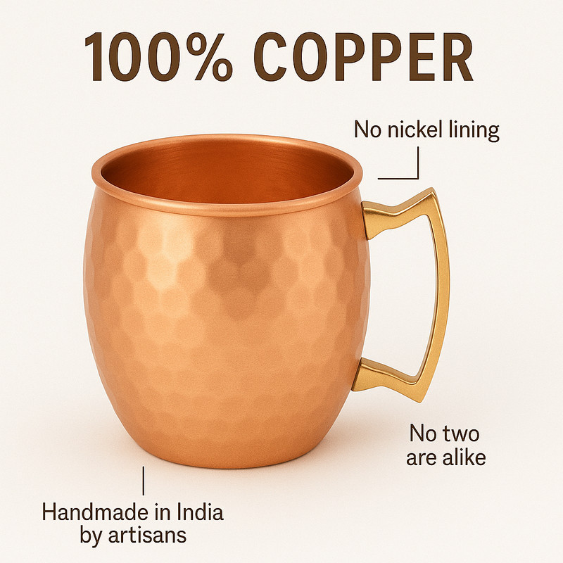 100% Handmade 16oz Solid Copper Mule Mug – Barrel Shaped Mug (Set of 2) gallery
