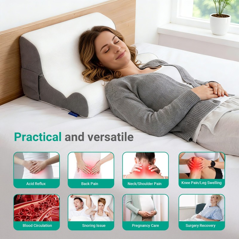 Ergonomic Wedge Shape Pillow Backrest Reading Pillow 21in for Adult Sleep Read gallery