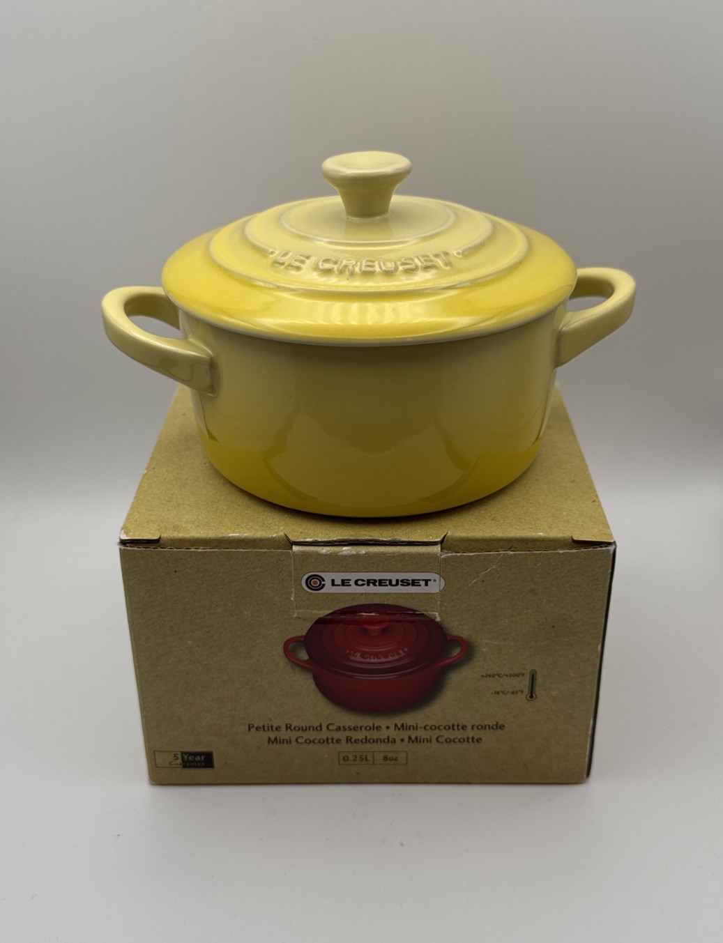 Le Creuset Mini Round Cocotte Discontinued Soleil Color NIB gallery