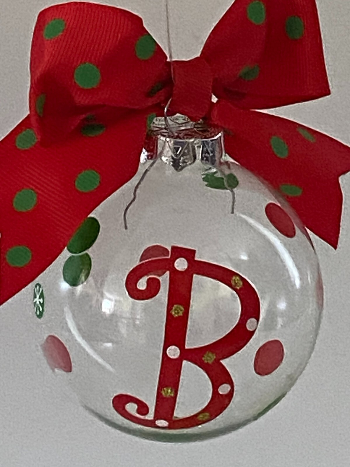 NEW INITIAL WHIMSICAL MONOGRAM LETTER B RED GREEN CHRISTMAS ORNAMENT FREE SHIP gallery