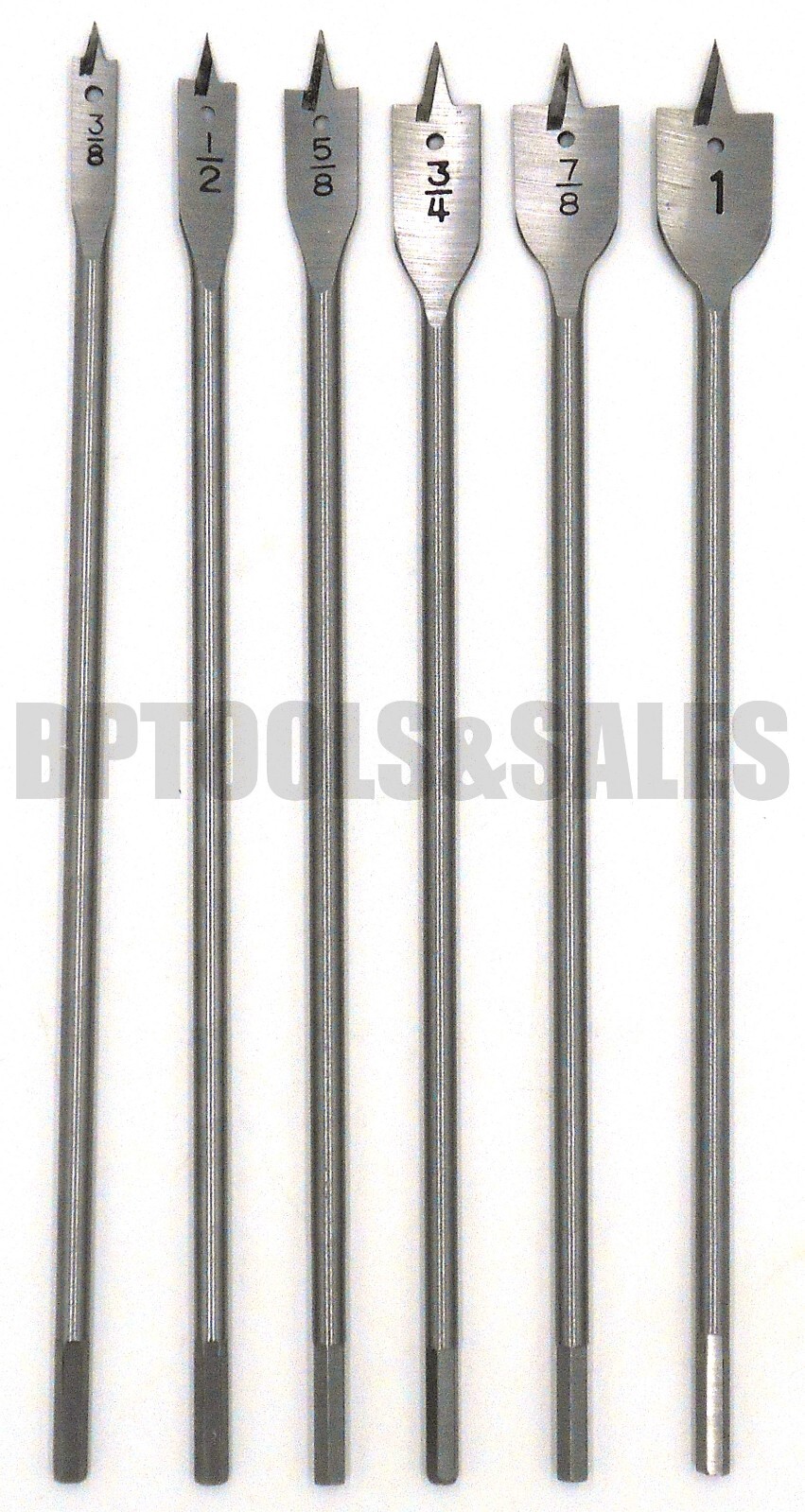 6pc 12" Spade Drill Bit Set Paddle Wood Boring Flat Woodworking 3/8" to 1" gallery