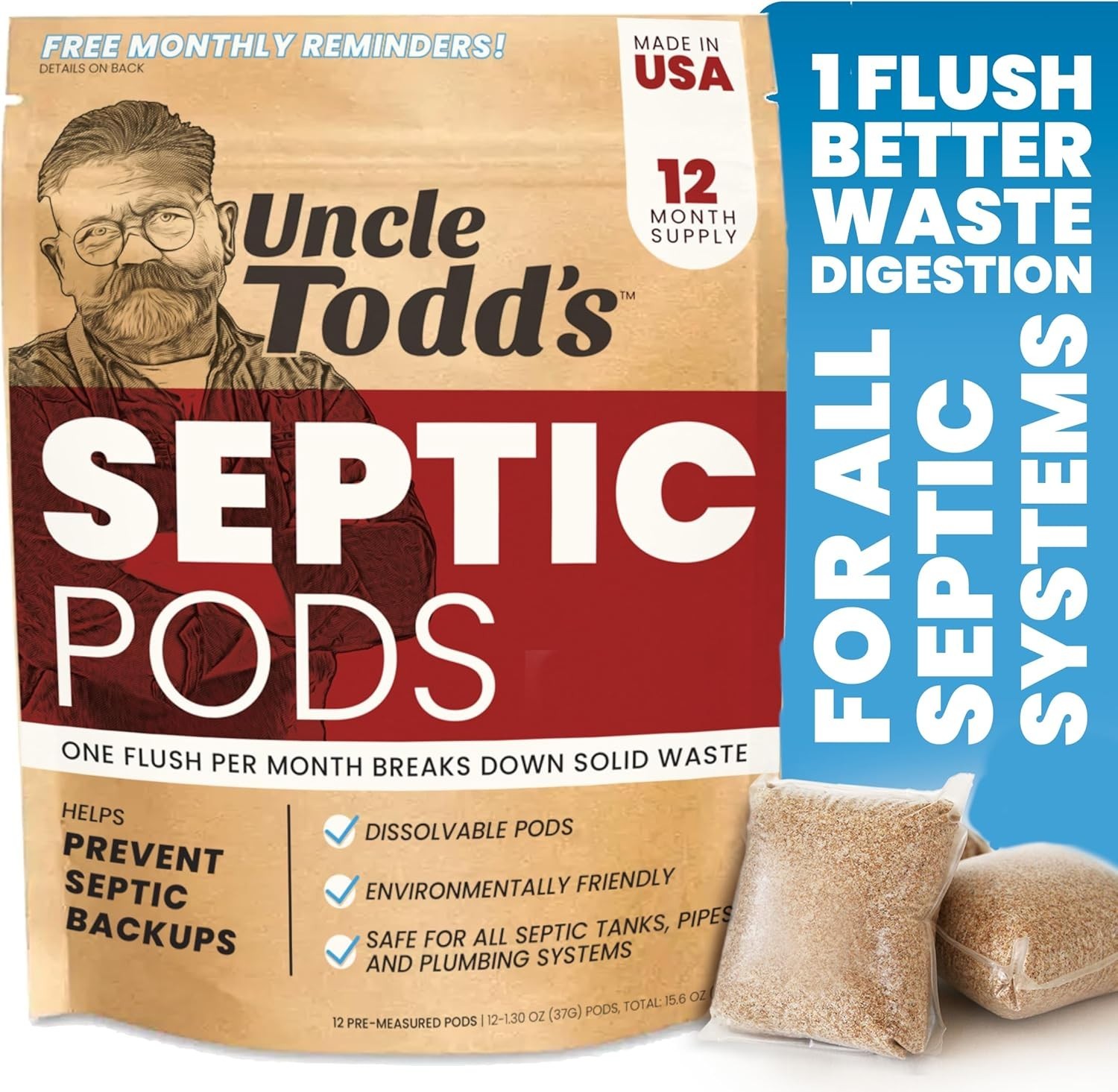 Septic Tank Treatment Pods - 12- Supply - Powerful Enzyme & Live Bacteria For... gallery