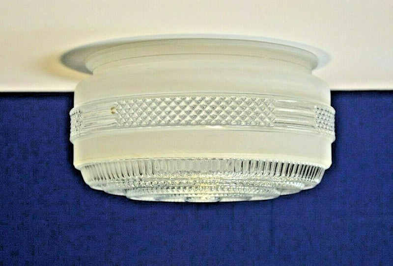 6" DRUM SHADE Replacement GLASS Clear White 5.75" Fitter Opening NEW 83731 gallery