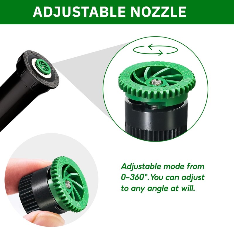 HolyMaji 10 Pieces Variable Arc Nozzle, Pop-up Sprinkler 12AN, LawnGreen gallery