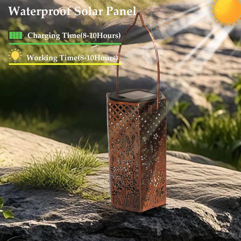 Solar Lantern Hanging LED Lights Dragonfly Outdoor Garden Lamp Waterproof Decor gallery