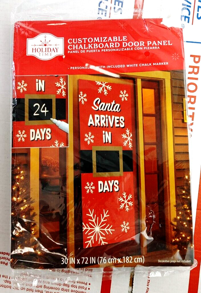 Holiday Time Customizable Chalkboard Door Panel Christmas Decor Santa Countdown