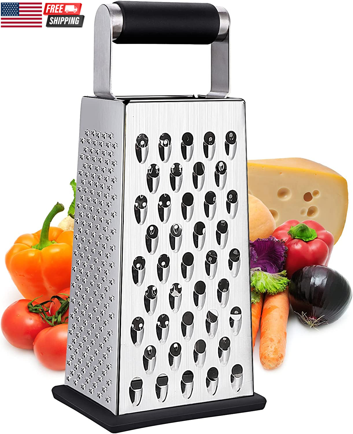 Cheese Grater, Box Grater for Cheese Stainless Steel Vegetable Slicer Food Shred gallery