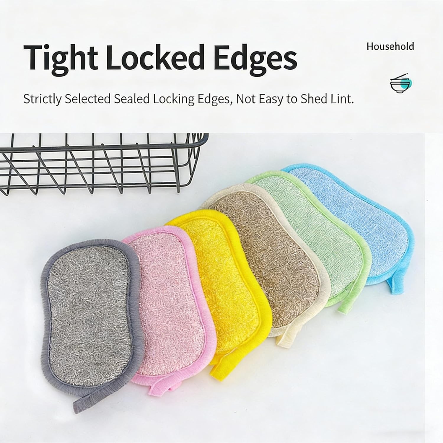 Double-Sided Scrub Spon Pads, 8-Shape Dish Scrubber with Soft Fiber & gallery