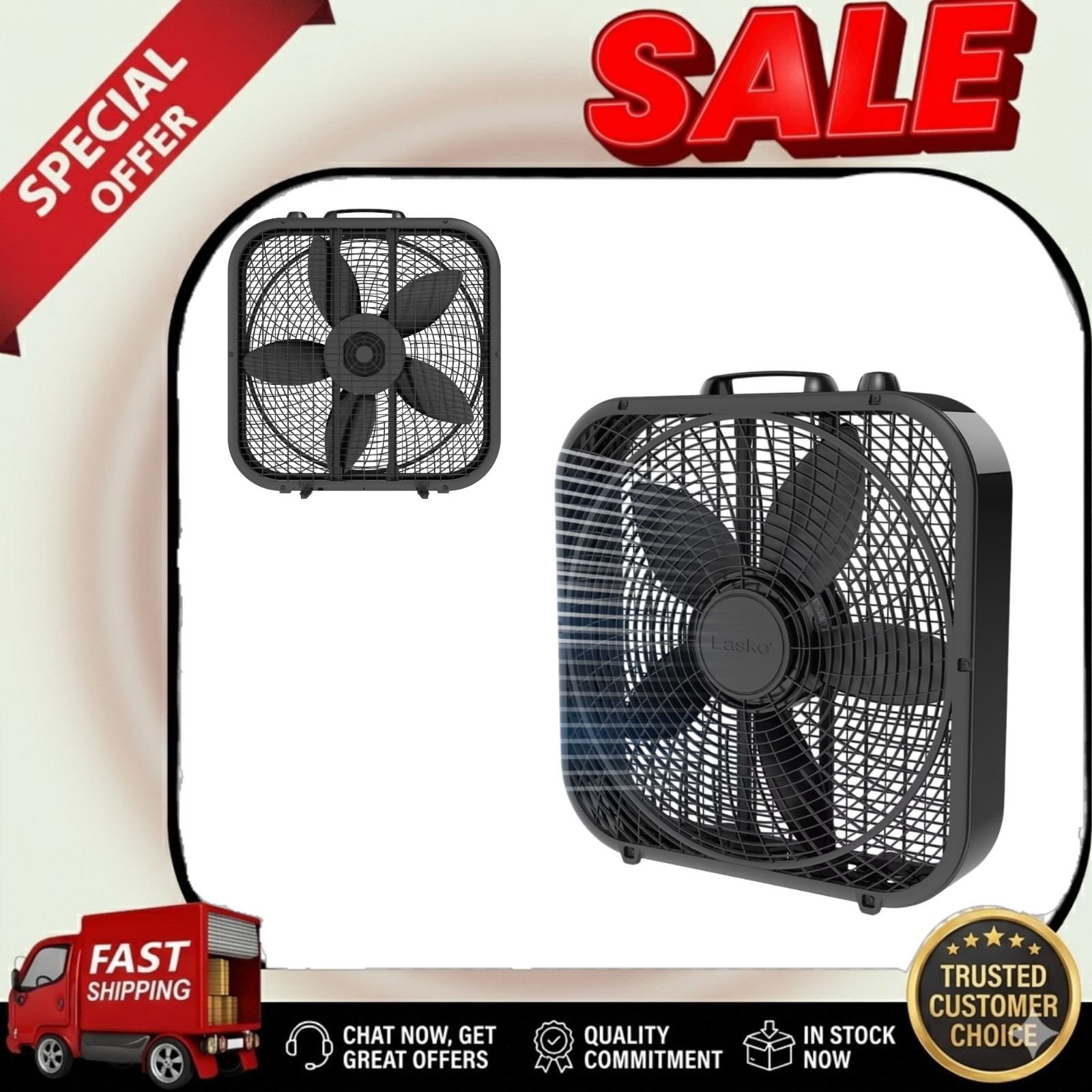 Lasko B20301 Cool Colors 20" Box Fan - black gallery